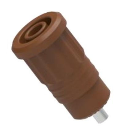 Electro PJP Brown Female Banana Socket, 4 mm Connector, Press Fit Termination, 25A, 1kV, Nickel Plating [3290-Bn]; 285-5974