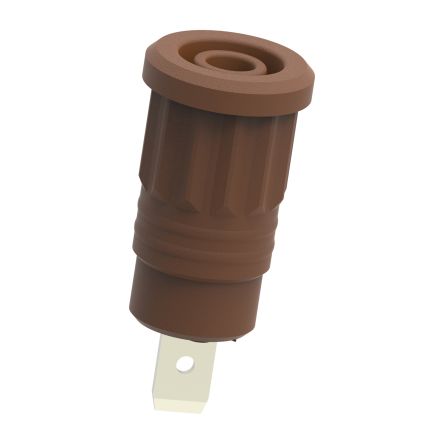 Electro PJP Brown Female Banana Socket, 4 mm Connector, Press Fit Termination, 36A, 1kV, Nickel Plating [3294-Bn]; 285-5980