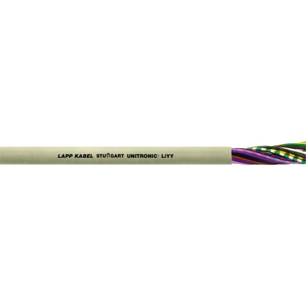 Lapp 28410 Control Cable, 10 Cores, 0.34 mm², LiYY, Unscreened, 1m, Grey PVC Sheath, 22 AWG [28410]; 285-6066