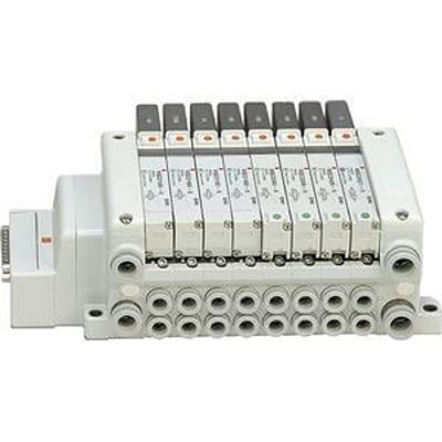 SMC VV5QC series 4 station M5 Manifold Base for use with VQC1000 Valve [VV5QC11-04C6FD0]; 285-7070
