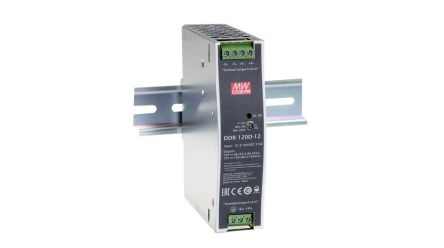 MEAN WELL DDR-120 DC-DC Converter, 12V dc/ 1.1A Output, 33.6 → 67.2 VDC Input, 120W, DIN Rail Mount -40°C Min [DDR-120C-12]; 285-7327