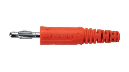 Schutzinger Red Plug Banana Connector, 4 mm Connector, Screw Termination, 32A, 33 And 70V ac/dc, Nickel Plating [DI FK 9 S NI / RT]; 285-7340