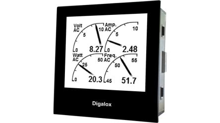 TDE Instruments DPM72 LCD Digital Panel Multi-Function Meter for Current, Frequency, Voltage, 68mm x 68mm [DPM72-MP]; 285-7354