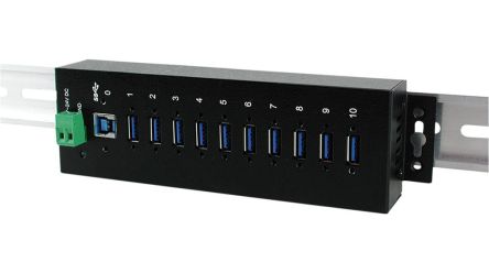 Exsys 10 Port USB 3.0 USB A, USB B USB 3.0 Hub, USB Bus Powered, 197.70 x 55.5 x 31.00mm [EX-1110HMVS]; 285-7490