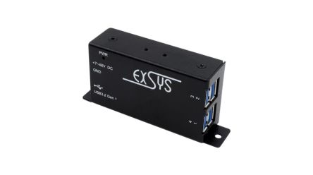 Exsys 4 Port USB 3.0 USB A, USB B  Hub, USB Bus Powered, 81.70 x 46.60 x 24.40mm [EX-1181HMS]; 285-7492