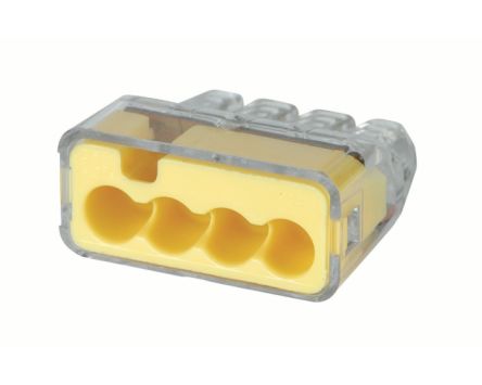 Ideal Industries 30-10 Series Connector, 4-Way, 32A, 12 AWG Wire, Push In Termination [30-1034]; 285-7541