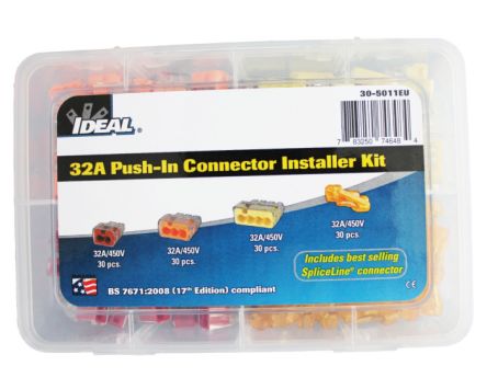 Ideal Industries Connector kits Series Connector, 2,3,4,5,6-Way, 32A, 4mm² Wire, Push-In Termination [30-5011EU]; 285-7548