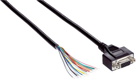 SICK Straight Female 15 way 15 Pin D-sub to Unterminated Connector & Cable, 2m [YFHDAC-020VH1XLEAX / 2043413]; 285-9207
