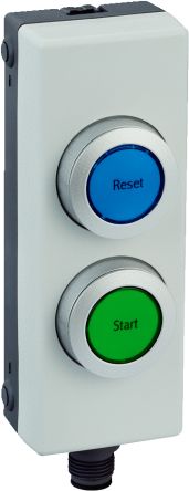 SICK Slow Action Control Station Switch - 2NO, PBT, 2 Cutouts, Blue, +/-, IP65 [ER12-SD5E8 / 6051321]; 285-9491