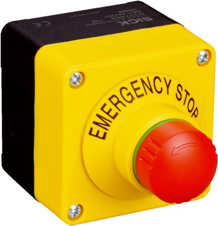 SICK ES21 Series Turn Release Emergency Stop Push Button, Surface Mount, 22mm Cutout, 2NC/1NO, IP65 [ES21-SA14F1 / 6053943]; 285-9496