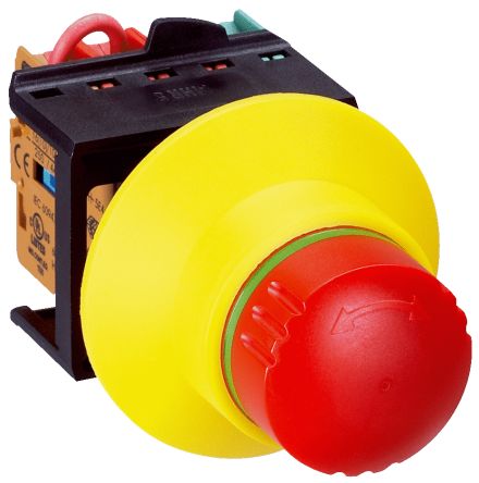 SICK ES21 Series Turn Release Emergency Stop Push Button, Panel Mount, 22mm Cutout, 2NC/1NO, IP65 [ES21-SB10G1 / 6036492]; 285-9497