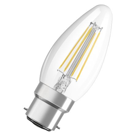 LEDVANCE 40580 B22d LED Bulbs 4 W(40W), 2700K, Warm White, Mini Candle shape [4058075437166]; 285-9762