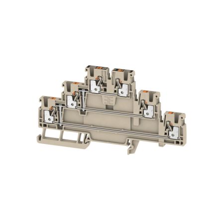 Weidmüller 2428540000 A3T Series Dark Beige, 2.5mm², 3-Level, Push In Termination, ATEX, IECEx [2428540000]; 286-0079