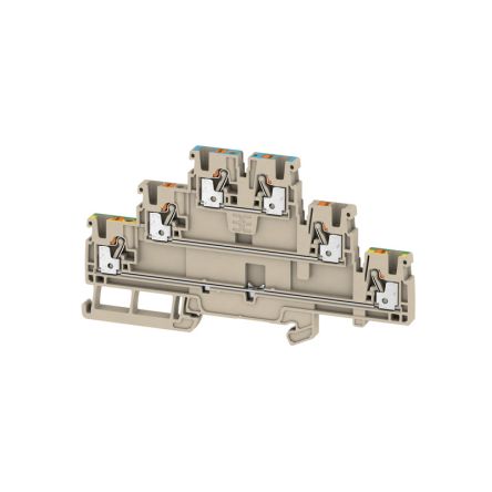 Weidmüller A3T Series Dark Beige, 2.5mm², 3-Level, Push In Termination, ATEX, IECEx [2428840000]; 286-0082