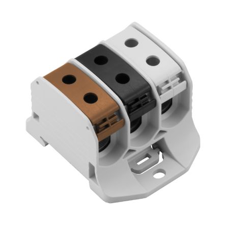 Weidmüller 2502650000 WPD Series Black, Brown, Light Grey, 50mm², 1-Level, Screw Termination, ATEX, IECEx [2502650000]; 286-0136