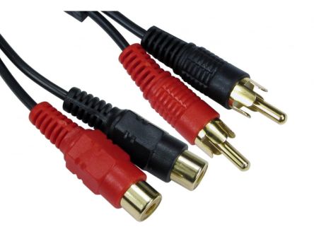 RS PRO Male RCA x 2 to Female RCA x 2 RCA Cable, Black, 3m [0]; 286-2821