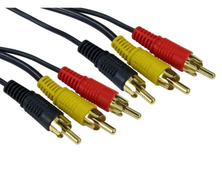 RS PRO Male RCA x 3 to Male RCA x 3 RCA Cable, Black, 3m [0]; 286-2822