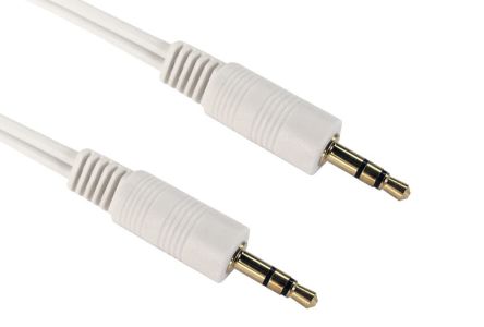 RS PRO Male 3.5mm Stereo Jack to Male 3.5mm Stereo Jack Aux Cable, White, 0.2m [0]; 286-2871