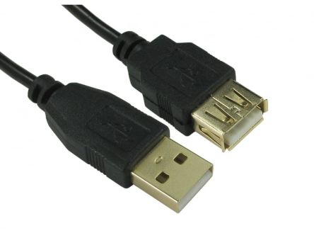 RS PRO USB 2.0, Male USB A to Female USB A, 480Mbps, 1m [0]; 286-2909