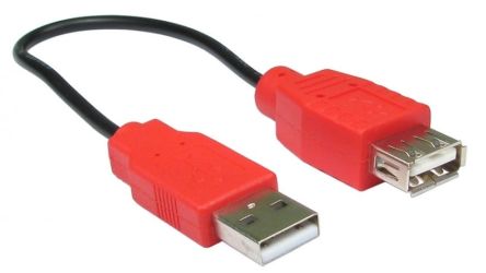 RS PRO USB 2.0, Male USB A to Female USB A, 22.5cm [0]; 286-3291