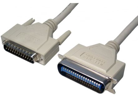 RS PRO 25 Pin D-sub to Male Centronics Parallel Cable, 2m, Grey Sheath [0]; 286-3368