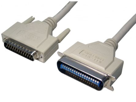 RS PRO 25 Pin D-sub to Male Centronics Parallel Cable, 5m, Grey Sheath [0]; 286-3369