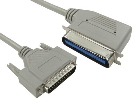 RS PRO 25 Pin D-sub to Male Centronics Parallel Cable, 3m, Grey Sheath [0]; 286-3389