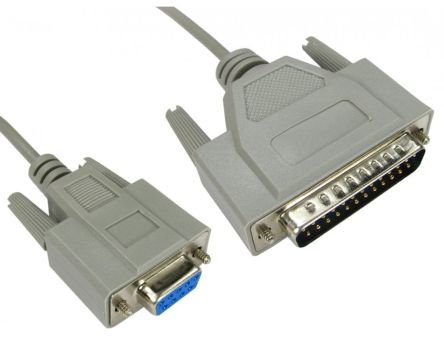 RS PRO Female 9 Pin D-sub to Male 25 Pin D-sub Serial Cable, 2m [0]; 286-3533