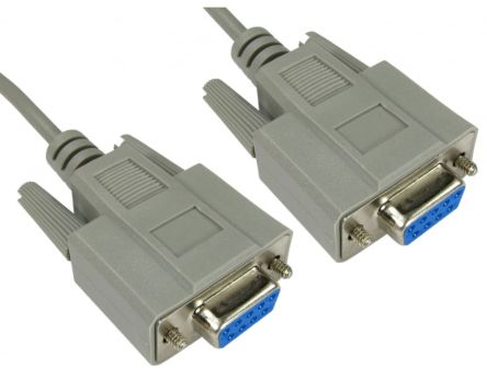 RS PRO Female 9 Pin D-sub to Female 9 Pin D-sub Null Modem Cable, 3m PVC [0]; 286-3537