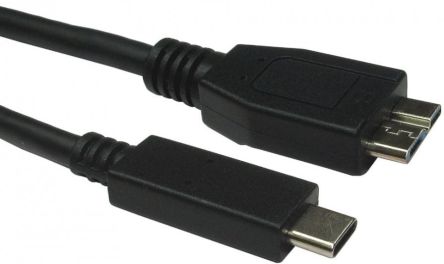 RS PRO USB 3.1, Male USB C to Male Micro USB B, 5Gbps, 3m, 60W [0]; 286-3710