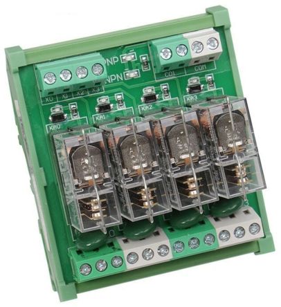 Seeit DIN Rail Power Relay, 12V Coil, 10A Switching Current, SPDT [DIN-RELAY04-12V]; 286-3981