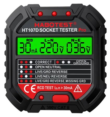 Seeit, Model HT107D-EU Socket Tester 250V ac CAT II 300V [HT107D-EU]; 286-4009