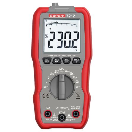 Sefram SEFRAM7212 LCD Multimeter, 10A ac Max, 10A dc Max, 600V ac Max [SEFRAM7212]; 286-4456