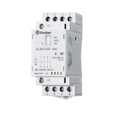 Finder 22 Contactor, 4-Pole, 120 A, 1 kW, 1NC/1NO, 440 V ac [223402304340]; 286-4997