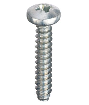 RS PRO Bright Zinc Plated Steel Pan Head Self Tapping Screw, N°4 x 6.5mm Long [0]; 286-7058