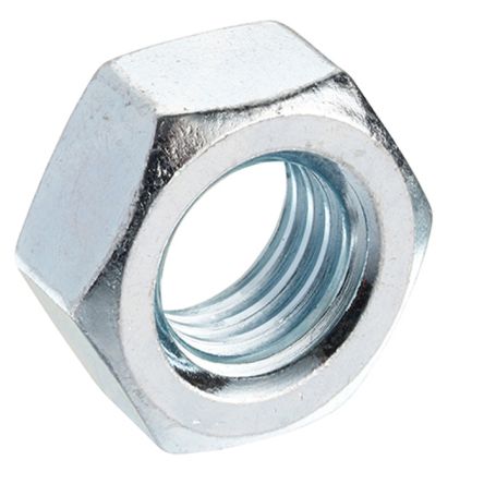 RS PRO, Bright Zinc Plated Steel Hex Nut, DIN 934, M12 [0]; 286-7129