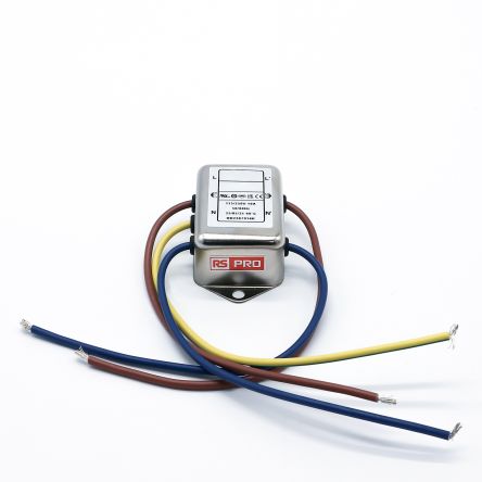 RS PRO 10A 115/250 V ac 50 → 60Hz, Chassis Mount Power Line Filter, Wire Lead, Single Phase [0]; 286-7248