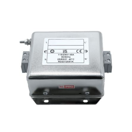 RS PRO 45A 115/250 V ac 50 → 60Hz, Chassis Mount Power Line Filter, Terminal Block, Single Phase [0]; 286-7272