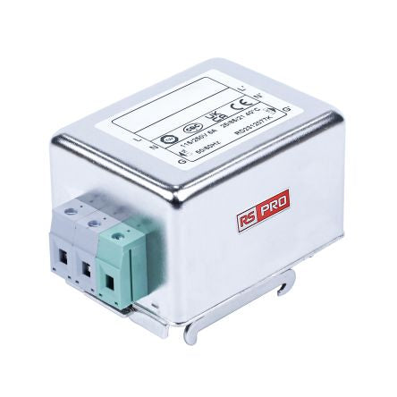 RS PRO 6A 115/250 V ac 50 → 60Hz, DIN Rail Power Line Filter, Terminal Block, Single Phase [0]; 286-7296