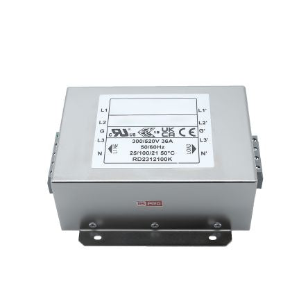 RS PRO 36A 300/520 V ac 50 → 60Hz, Chassis Mount Power Line Filter, Terminal Block 3 Phase [0]; 286-7325