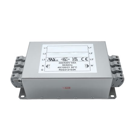 RS PRO 65A 300/520 V ac 50 → 60Hz, Chassis Mount Power Line Filter, Terminal Block 3 Phase [0]; 286-7328