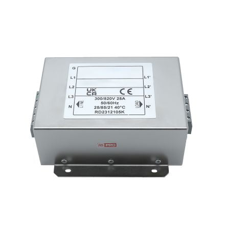 RS PRO 25A 300/520 V ac 50 → 60Hz, Chassis Mount Power Line Filter, Terminal Block 3 Phase [0]; 286-7330