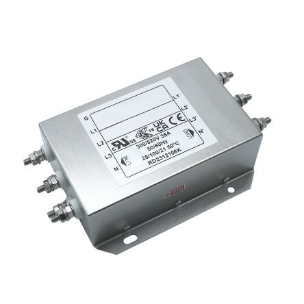 RS PRO 35A 300/520 V ac 50 → 60Hz, Chassis Mount Power Line Filter, Screw 3 Phase [0]; 286-7331