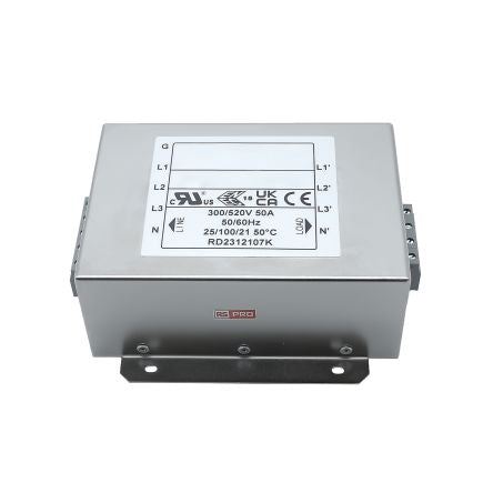 RS PRO 50A 300/520 V ac 50 → 60Hz, Chassis Mount Power Line Filter, Terminal Block 3 Phase [0]; 286-7333