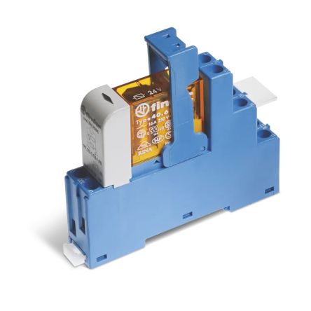 Finder 48 Series Electromechanical Interface Relay, DIN Rail Mount, 24V Coil, SPDT, 1-Pole, 16A Load [48.61.7.024.1050SPA]; 286-8572