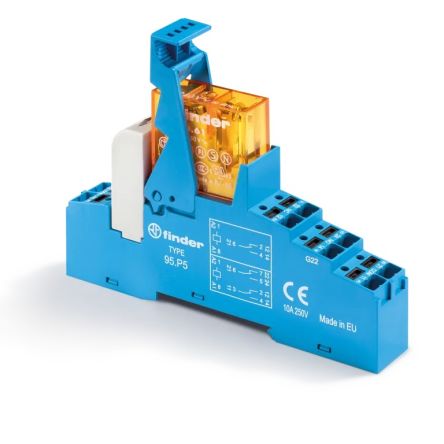 Finder 48 Series Interface Relay Module, DIN Rail Mount, 12V Coil, SPDT, 1-Pole, 16A Load [48.P6.7.012.1050SPA]; 286-8576