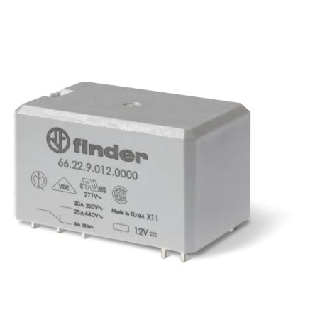 Finder PCB Mount Power Relay, 230V Coil, 50A Switching Current, DPDT [66.22.8.230.4000]; 286-8585