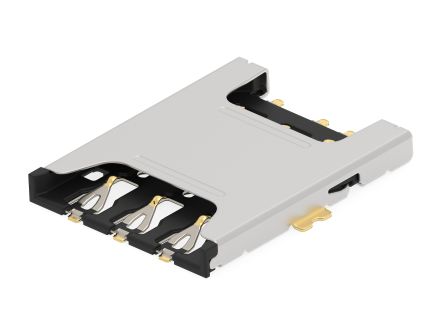 TE Connectivity, 2452808 7 Way Push/Push Nano Sim Memory Card Connector With Surface Mount Termination [2452808-1]; 286-8824