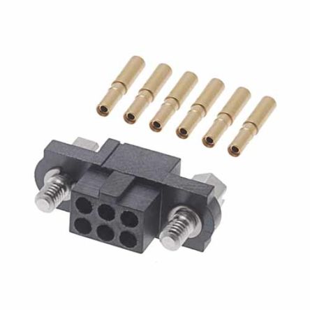 HARWIN M80 Series Straight PCB Socket, 6-Contact, 2-Row, 2mm Pitch, Crimp Termination [M80-4600605]; 287-1032