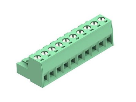 Molex, 5mm Pitch, 39520, 10 Way, Horizontal, Pluggable Terminal Block, Plug, 395205010 [395205010]; 287-2299